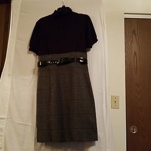 Black and plaid belted dress.